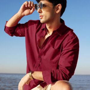 Cotton Linen: Red Cotton Linen Shirts